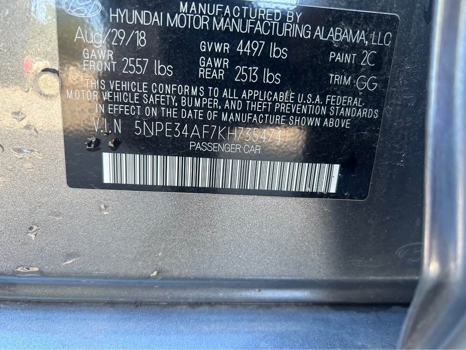
								2019 Hyundai sonata SEL full									